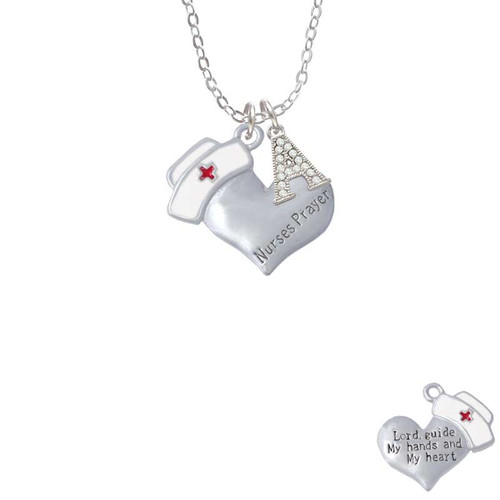 Nurse's Prayer Heart - Lord Guide Crystal Initial - Sophia Necklace