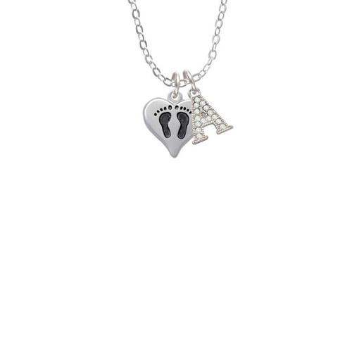 Small Heart with Baby Feet Crystal Initial - Sophia Necklace