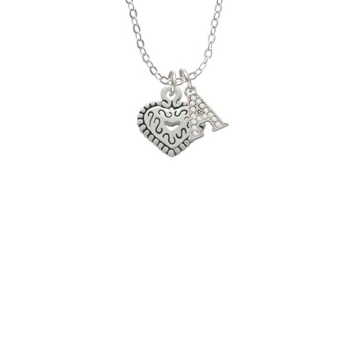 Mini Antiqued Heart with Swirls Crystal Initial - Sophia Necklace