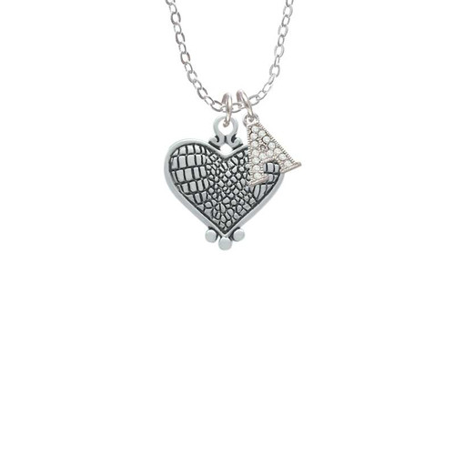 Antiqued Snake Print Heart Crystal Initial - Sophia Necklace