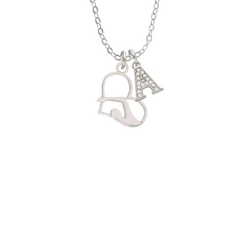Swimmer in Heart Crystal Initial - Sophia Necklace