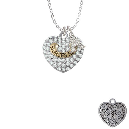 Gold Tone 'Nurses Rock' on Clear Crystal Heart Crystal Initial - Sophia Necklace