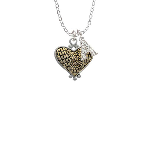 Two Tone Alligator Print Heart Crystal Initial - Sophia Necklace
