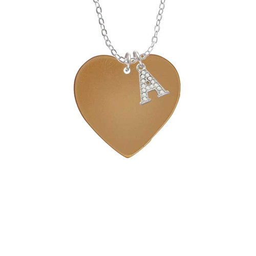Acrylic 1" Gold Tone Heart Crystal Initial - Sophia Necklace