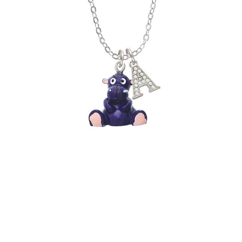 Resin Purple Hippopotamus Honey Crystal Initial - Sophia Necklace