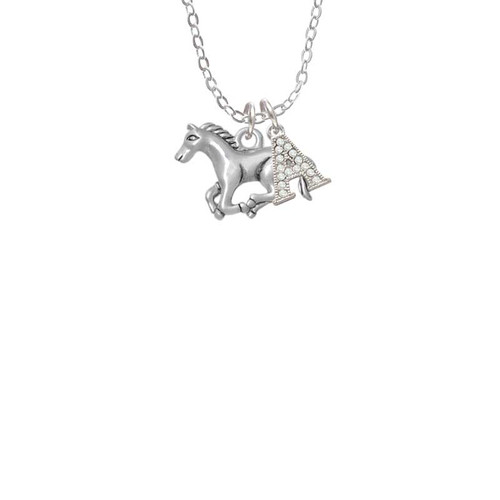 Running Horse - 2 Sided Crystal Initial - Sophia Necklace