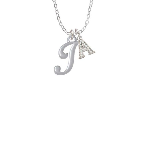 Small Gelato Script Initial - I - Crystal Initial - Sophia Necklace