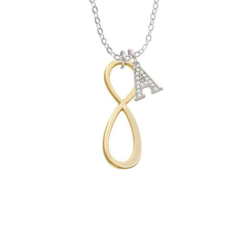 Large Elegant Gold Tone Infinity Sign Crystal Initial - Sophia Necklace