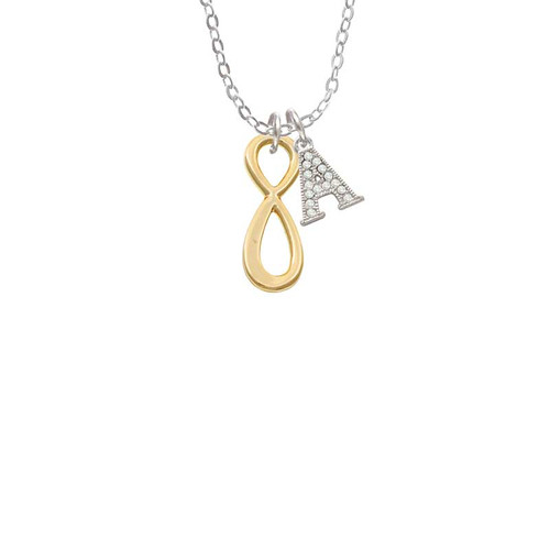 Medium Elegant Gold Tone Infinity Sign Crystal Initial - Sophia Necklace