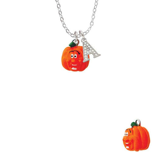 Resin Funny Ahh! Pumpkin Crystal Initial - Sophia Necklace
