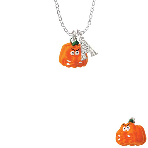 Resin Funny Grr! Pumpkin Crystal Initial - Sophia Necklace