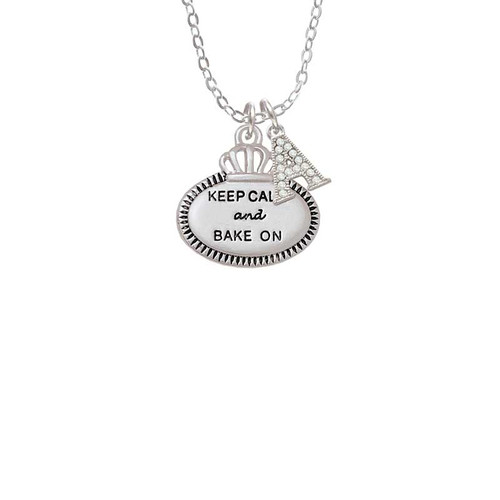 Keep Calm and Bake On Crystal Initial - Sophia Necklace