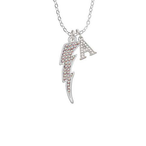 Large Clear AB Crystal Lightning Bolt Crystal Initial - Sophia Necklace