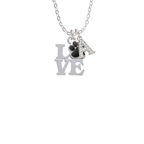 Love with Black Paw Crystal Initial - Sophia Necklace