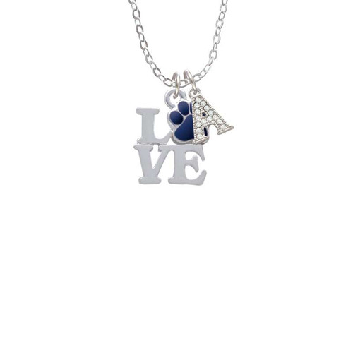 Love with Navy Blue Paw Crystal Initial - Sophia Necklace