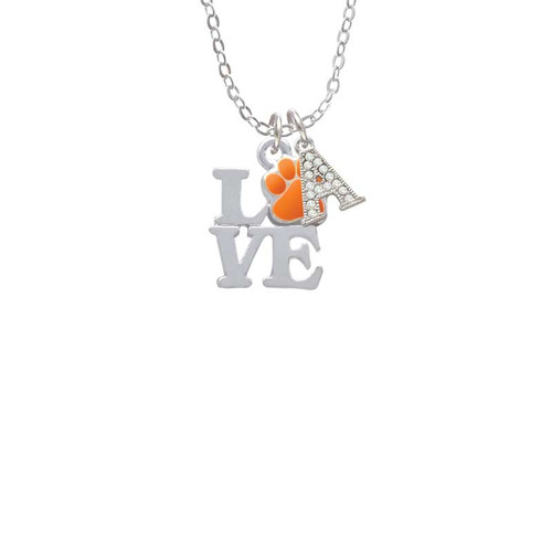 Love with Orange Paw Crystal Initial - Sophia Necklace