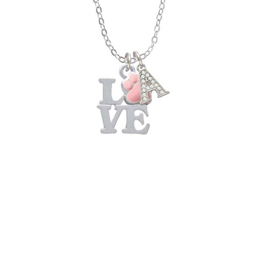 Love with Pink Paw Crystal Initial - Sophia Necklace