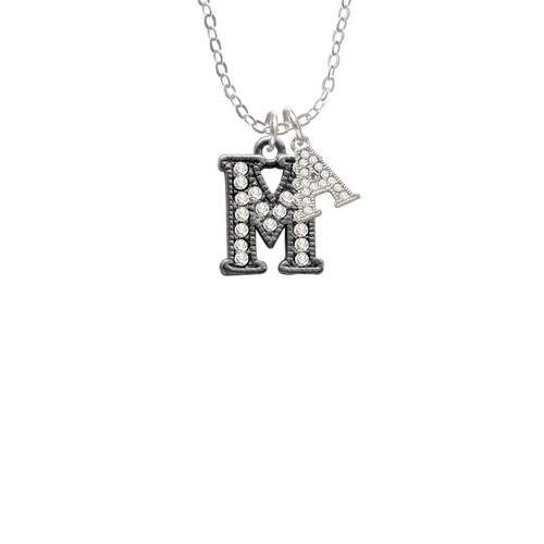 Crystal Black Initial - M - Beaded Border - Crystal Initial - Sophia Necklace