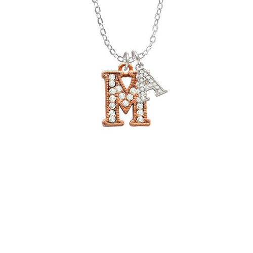 Crystal Rose Gold Tone Initial - M - Crystal Initial - Sophia Necklace