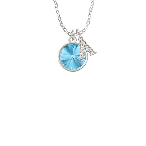 12mm Crystal Rivoli - Hot Blue Crystal Initial - Sophia Necklace