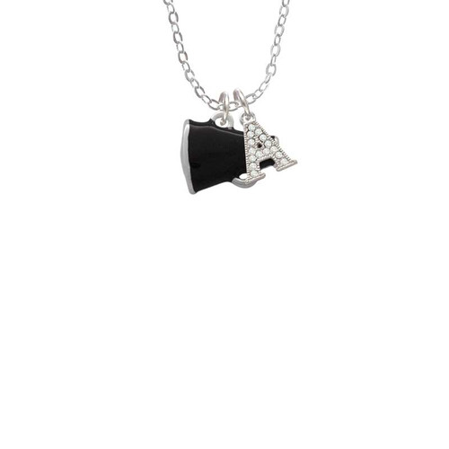 Small Black Megaphone Crystal Initial - Sophia Necklace