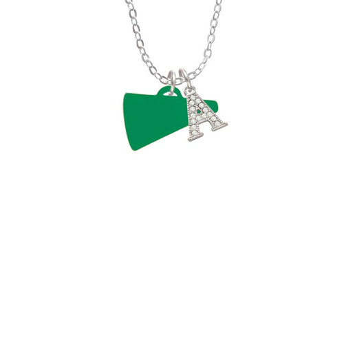 Acrylic 3/4" Green Megaphone Crystal Initial - Sophia Necklace