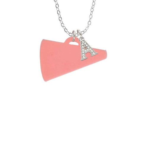 Acrylic 1.25" Pink Megaphone Crystal Initial - Sophia Necklace
