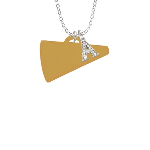 Acrylic 1.25" Gold Tone Megaphone Crystal Initial - Sophia Necklace