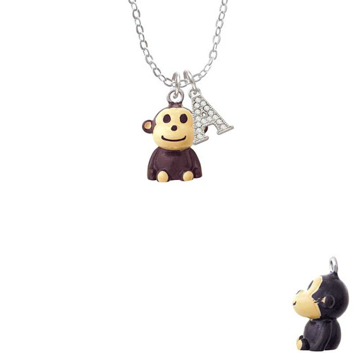 Resin Monkey Crystal Initial - Sophia Necklace