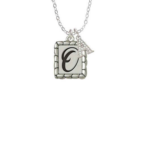Pebble Border Initial - O Crystal Initial - Sophia Necklace