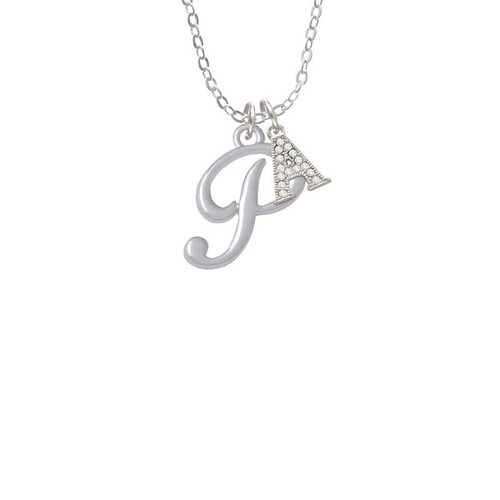 Small Gelato Script Initial - P - Crystal Initial - Sophia Necklace