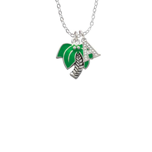 Large Palm Tree Crystal Initial - Sophia Necklace
