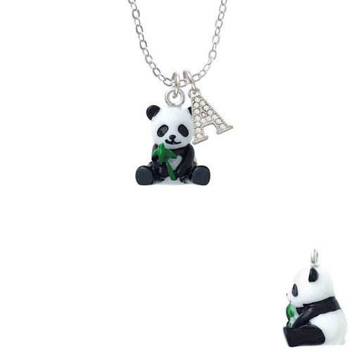 Resin Panda Bear Crystal Initial - Sophia Necklace
