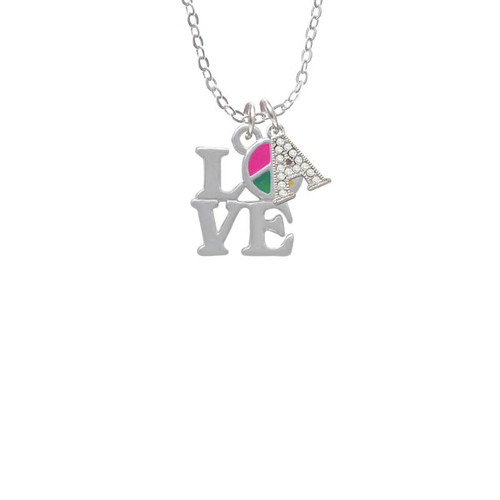 Love with Multicolored Peace Sign Crystal Initial - Sophia Necklace