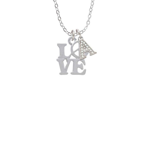 Love with Peace Sign Crystal Initial - Sophia Necklace