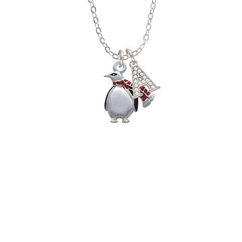 Penguin with Scarf Crystal Initial - Sophia Necklace