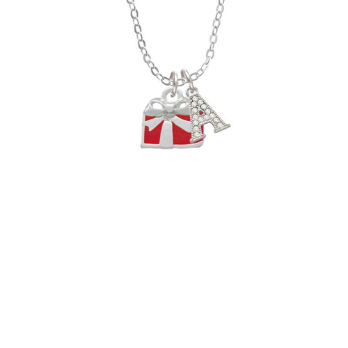Small Red Enamel Present Crystal Initial - Sophia Necklace