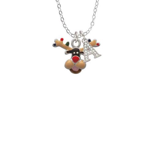 Reindeer with Christmas Lights Crystal Initial - Sophia Necklace