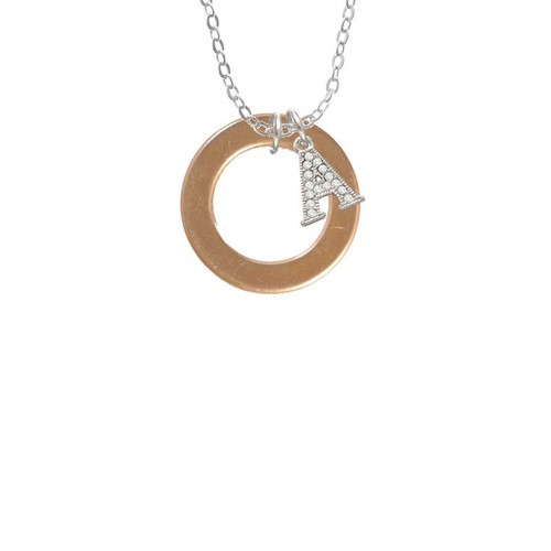 Acrylic 7/8" Ring Gold Tone Crystal Initial - Sophia Necklace
