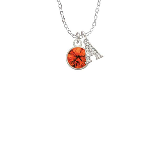10mm Orange Crystal Drop Crystal Initial - Sophia Necklace