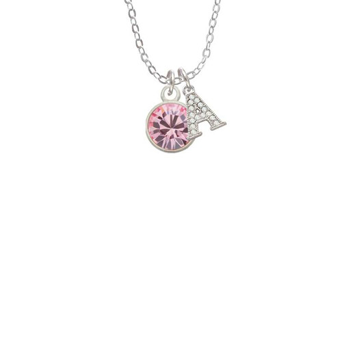 10mm Light Pink Oktant Crystal Drop Crystal Initial - Sophia Necklace