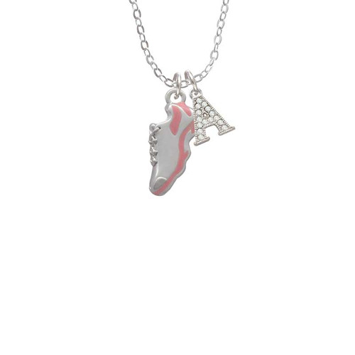 Pink Running Shoe Crystal Initial - Sophia Necklace