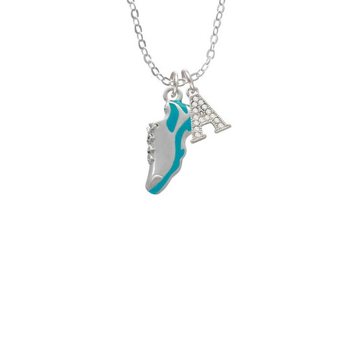 Running Shoe Teal Crystal Initial - Sophia Necklace
