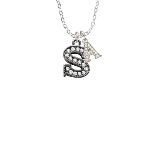 Crystal Black Initial - S - Beaded Border - Crystal Initial - Sophia Necklace