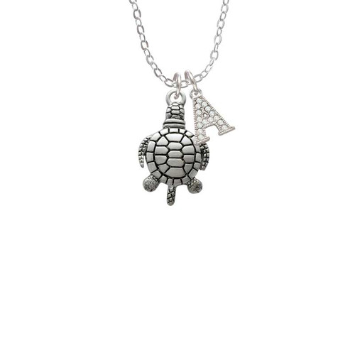 Antiqued Sea Turtle Crystal Initial - Sophia Necklace