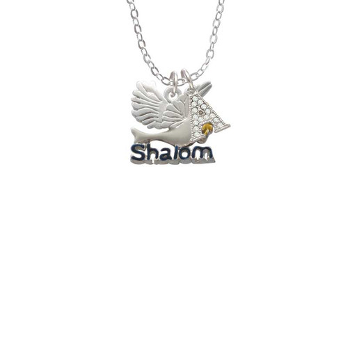 Shalom with Dove Crystal Initial - Sophia Necklace