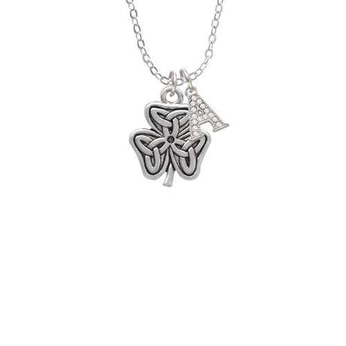 Shamrock with Celtic Knot Crystal Initial - Sophia Necklace