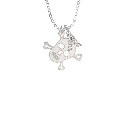Acrylic Small Mirror Skull Crystal Initial - Sophia Necklace