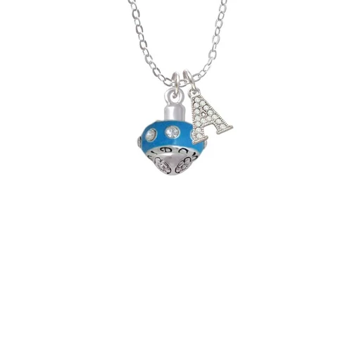 Hot Blue with Crystals Spinner Crystal Initial - Sophia Necklace