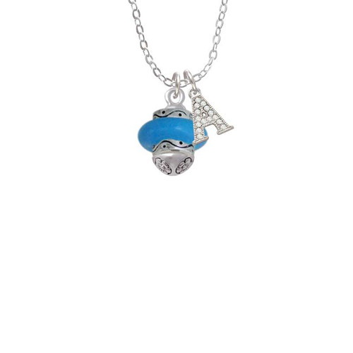 Hot Blue Center Spinner Crystal Initial - Sophia Necklace
